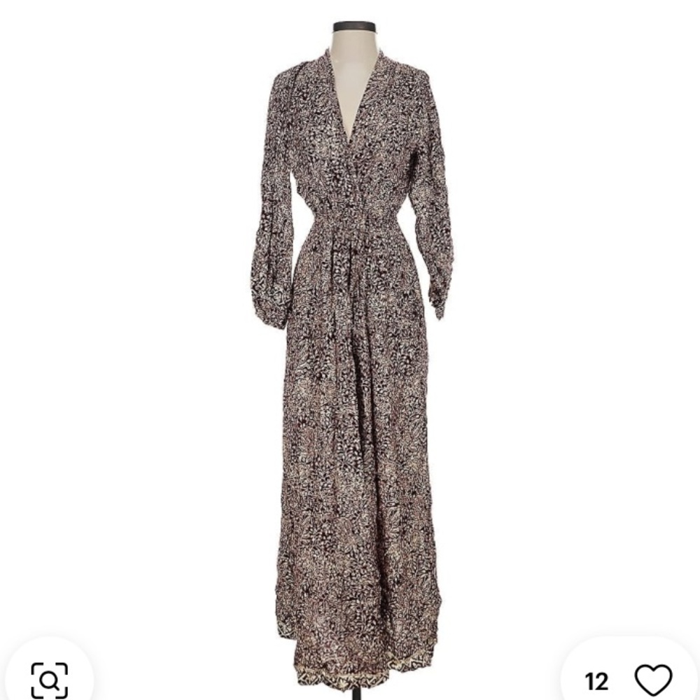 Long Sleeve Patterned Maxi Dress/duster